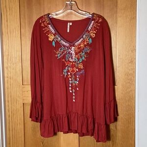 Embroidered Long Peasant Blouse